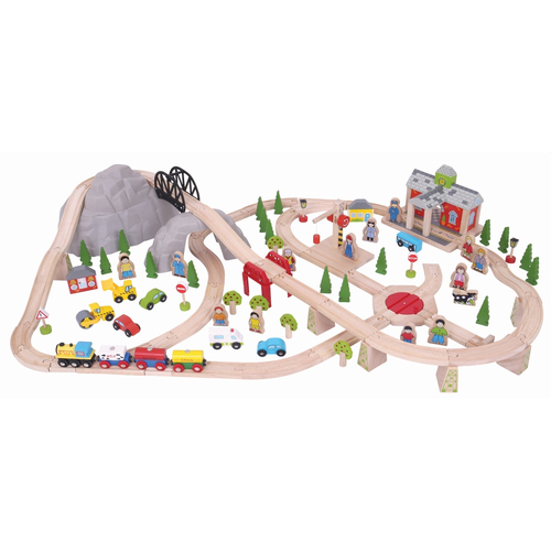 Bigjigs Rail Mountain Railway Train Set Kids Wooden Toy 3y+