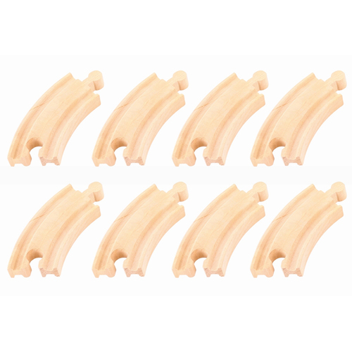 2x 4pc Bigjigs 9.5cm Rail Short Curves Tracks Kids Wooden Toy 3+