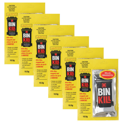 6PK BinKill Wheelie Bin Protector 10.5g Cleaner Sanitizer