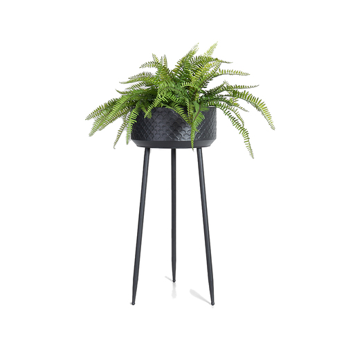 DWBH 69cm Pressed Metal Planter On Screw In Legs Planter - Black