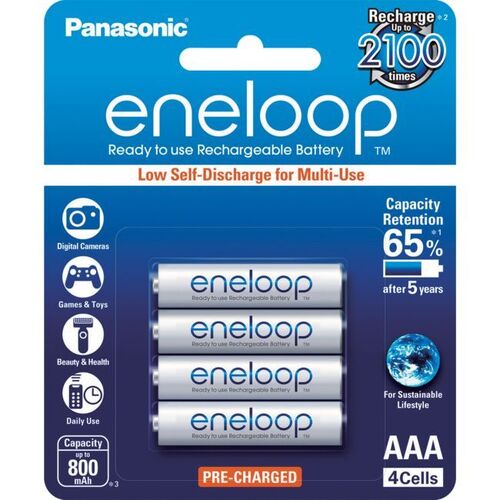 4 PACK AAA ENELOOP BATTERIES