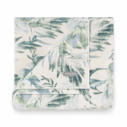 Tommy Bahama Wallpaper Leaves Single/Double Blanket Castaway Green