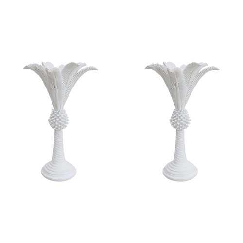 2PK LVD Queen Palm Candle Holder White Medium Decorative Ornament Home Decor