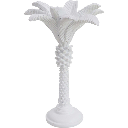 LVD Queen Palm Candle Holder Decorative Ornament Statue 14.5x21.5cm WHT