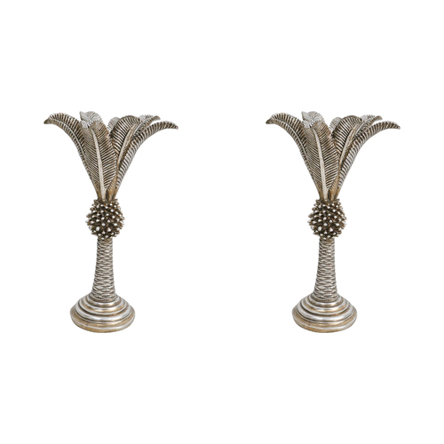 2PK LVD Queen Palm Champagne Candle Holder Medium Decorative Ornament Home Decor
