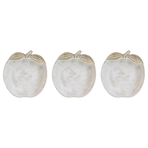 3PK LVD Resin Apple Trinket Tray Home Decor 13.5x12.5cm - White