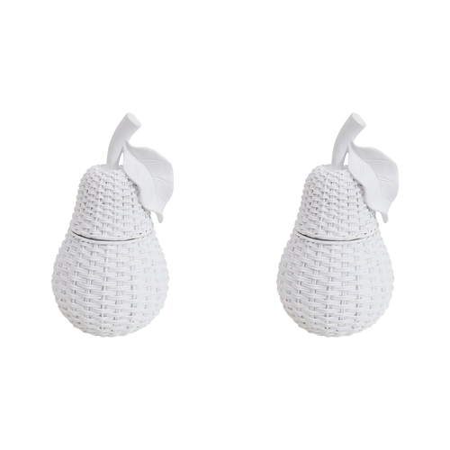 2PK LVD Pear Trinket Storage Box Weave Decorative Home Ornament Statue 9.5x18cm