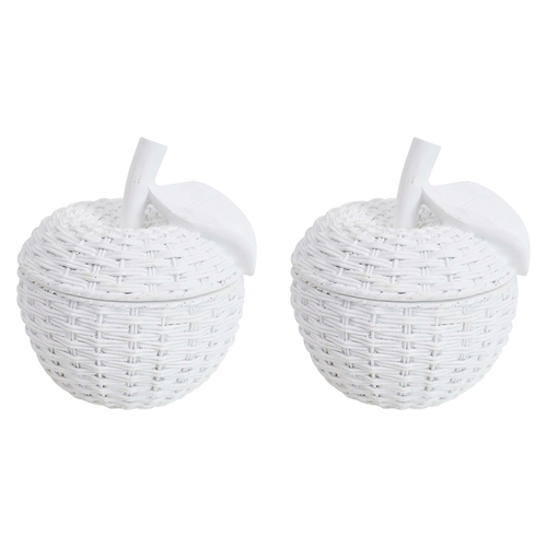 2PK LVD Apple Trinket Storage Box Weave Decorative Home Ornament Statue 10.5x12cm