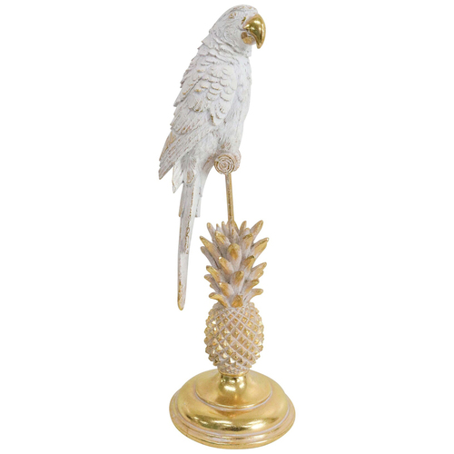 LVD Resin Ornament Cockatoo Pineapple Stand Home Decor 33cm