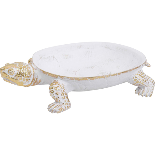 LVD Resin Turtle Sculpture Trinket Tray Home Decor 28x19cm - White