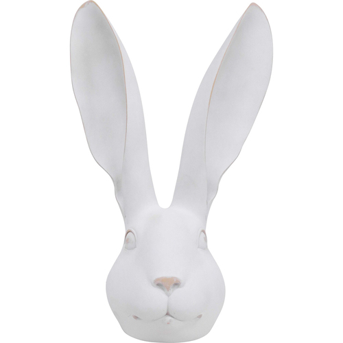 LVD XL Resin Hare Head Sculpture Decor 36.5cm - Rustic White