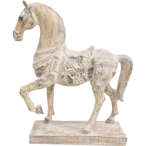 LVD Resin Rustic Horse Decorative Home Statue 33x9.5cm Antique Wash