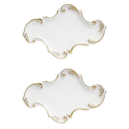 2PK LVD Resin Vintage Moroccan Trinket Tray Display Dish 23.5x15.5cm White