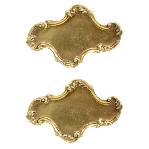 2PK LVD Resin Vintage Moroccan Trinket Tray Display Dish 23.5x15.5cm Gold