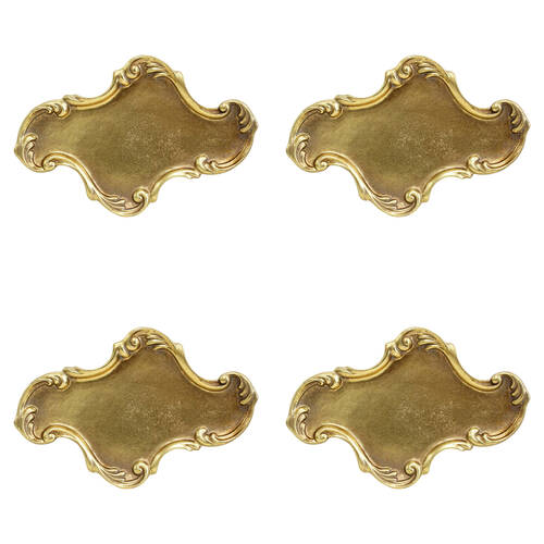 4PK LVD Resin Vintage Moroccan Trinket Tray Display Dish 23.5x15.5cm Gold