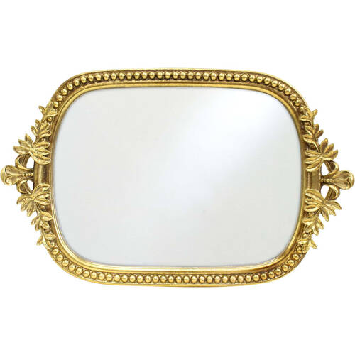 LVD Arabella Resin Mirrored Trinket Display Rectangular Tray 31x20cm Gold