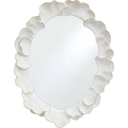 LVD Textured Resin Oval Mirrored Trinket Display Tray 37x28cm White Coral