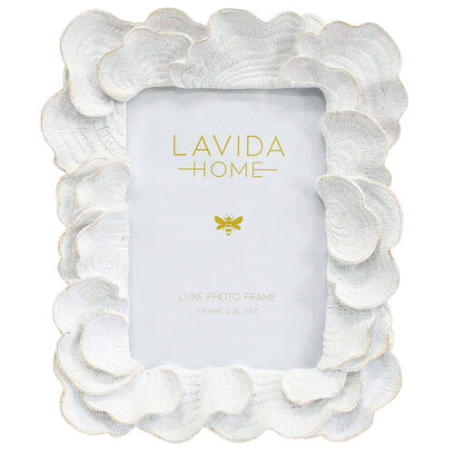 LVD Resin Luxe Coastal Coral Photo/Picture Frame 5x7 20x2.8x25cm White