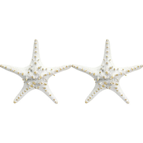 2PK LVD Resin Starfish Decorative Home Display Sculpture 21x19cm Off-White
