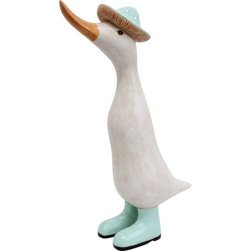 LVD Resin Mira Puddle Duck w/ Hat and Boots Decor 17.3x29.5cm Pastel Blue/White