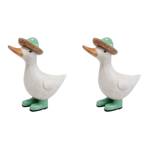 2PK LVD Resin Louie Duck with Boots Garden Decoration 7x16cm Pastel Green
