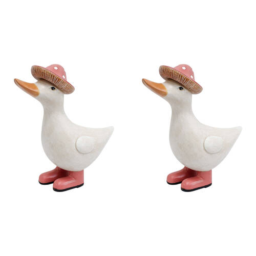 2PK LVD Resin Louie Duck with Boots Garden Home Decoration 7x16cm Russet