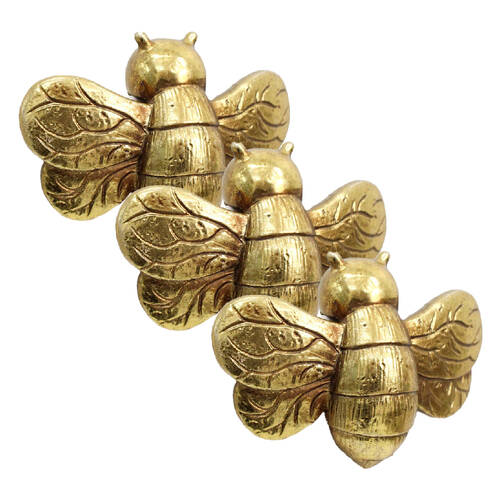 3PK LVD Textured Resin Planter Pot Sitter Accessory Bumblebee 3x10cm Gold