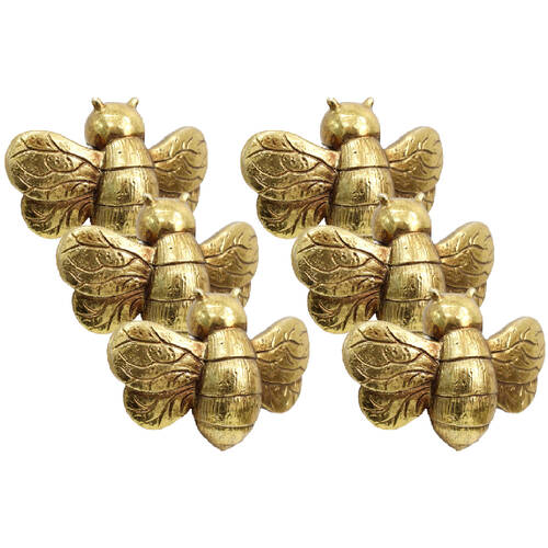 6PK LVD Textured Resin Planter Pot Sitter Accessory Bumblebee 3x10cm Gold
