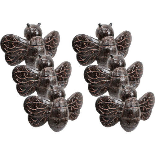 6PK LVD Textured Resin Planter Pot Sitter Accessory Bumblebee 3x10cm Black