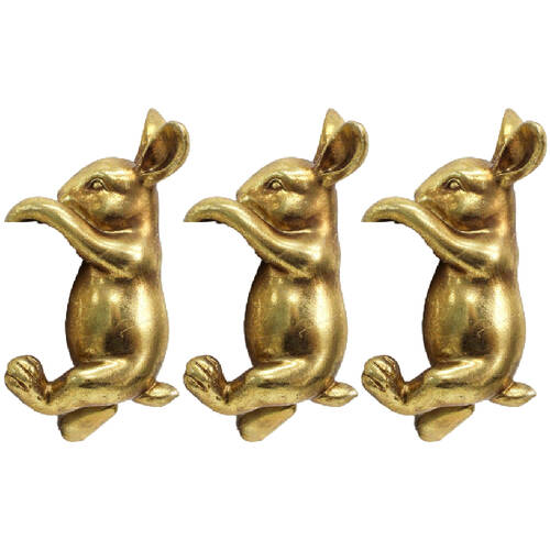 3PK LVD Textured Resin Planter Pot Sitter Accessory Rabbit 4x10cm Gold