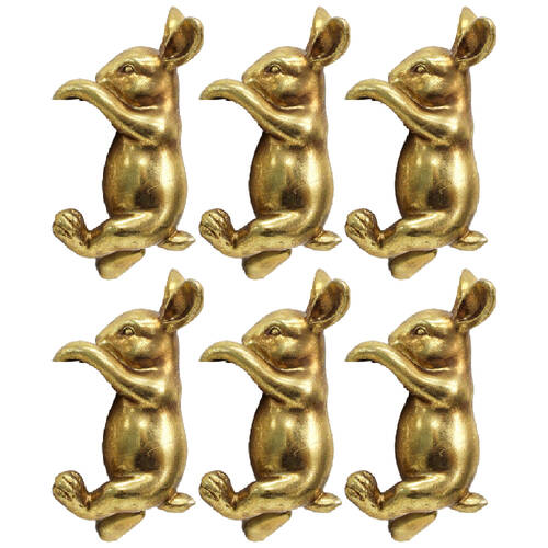 6PK LVD Textured Resin Planter Pot Sitter Accessory Rabbit 4x10cm Gold