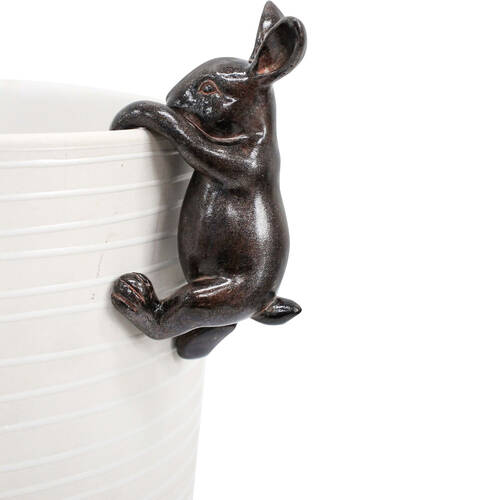 LVD Textured Resin Planter Pot Sitter Accessory Rabbit 4x10cm Black