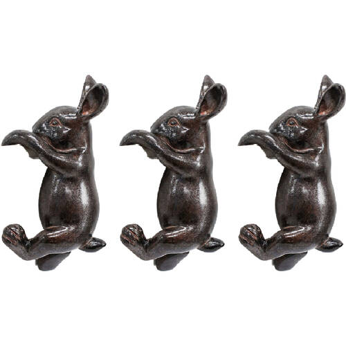 3PK LVD Textured Resin Planter Pot Sitter Accessory Rabbit 4x10cm Black