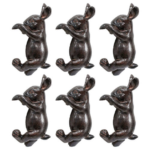 6PK LVD Textured Resin Planter Pot Sitter Accessory Rabbit 4x10cm Black