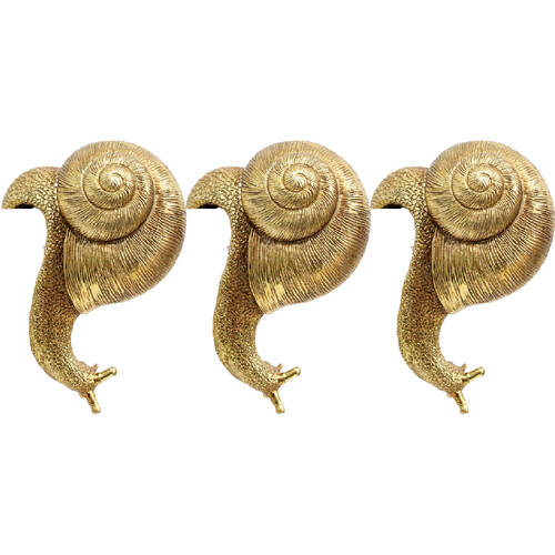 3PK LVD Textured Resin Planter Pot Sitter Accessory Snail 3.5x10cm Gold