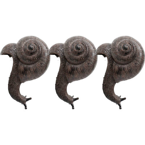 3PK LVD Textured Resin Planter Pot Sitter Accessory Snail 3.5x10cm Black