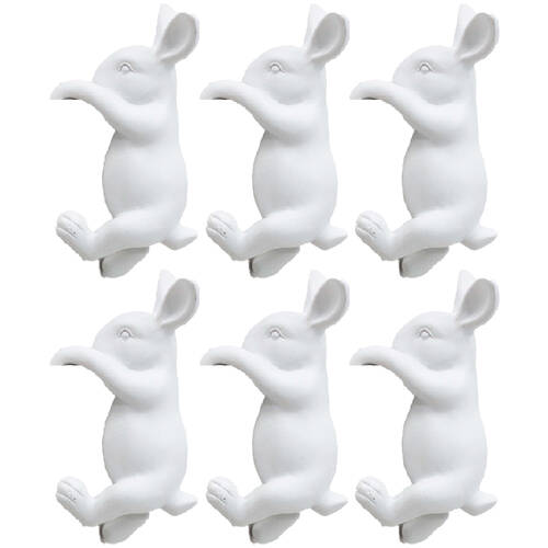 6PK LVD Textured Resin Planter Pot Sitter Accessory Rabbit 4x10cm White