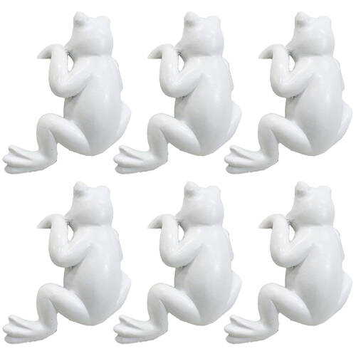 6PK LVD Textured Resin Planter Pot Sitter Accessory Frog 8.5x4cm White