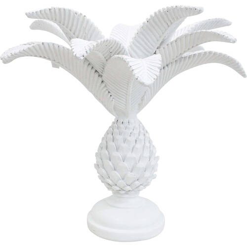 LVD Resin Candle Holder Large Tropical Palm Decoration 27x27x25cm White