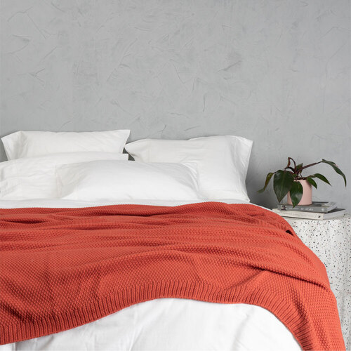 Tontine 240x200cm Textured Cotton Blanket Brick