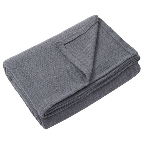 Jason Cotton Basketweave Pattern Blanket Grey QB/KB
