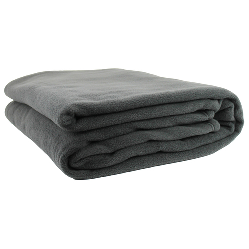 Jason Commercial Double Bed Polar Fleece Blanket 225x245cm Charcoal