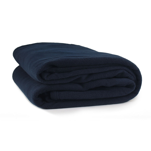 Jason Commercial King Bed Polar Fleece Blanket 275x255cm Navy