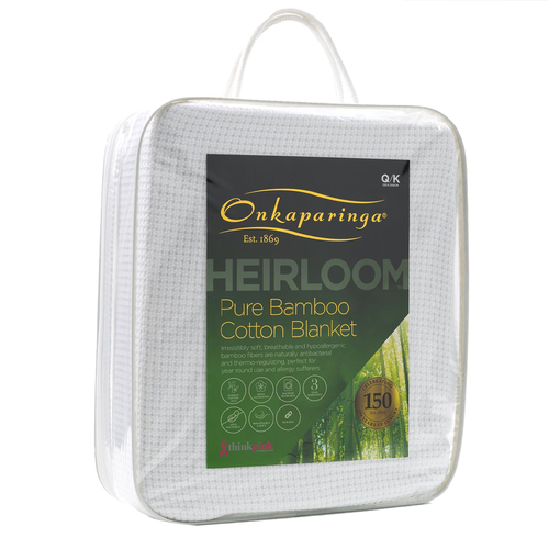 Onkaparinga Heirloom Single/Double Bed Cotton Blanket - White