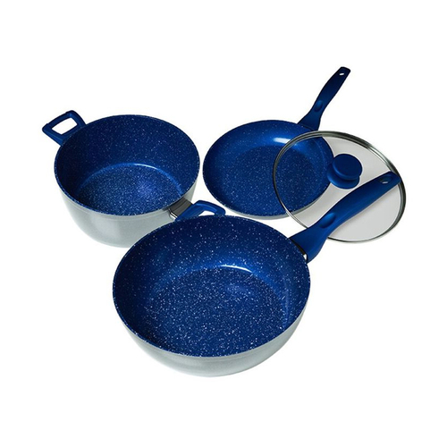 4pc Bluestone Plus 3 Layer Marble Coated Cookware Set 28cm