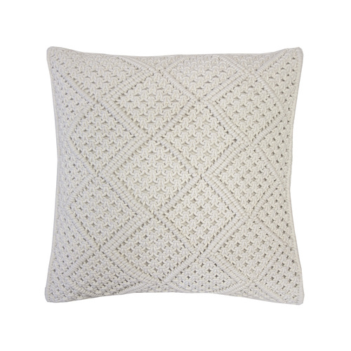 Bambury Decorative Anka Square Cushion Ivory 45 x 45cm Cotton Woven