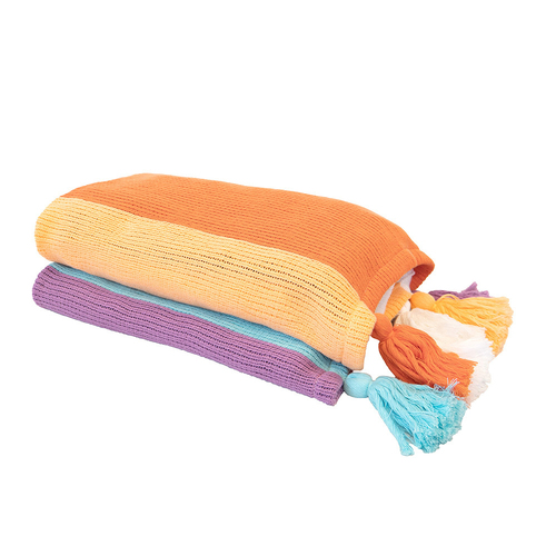 Bambury Cotton Knitted Azalea Throw 130x200cm Striped