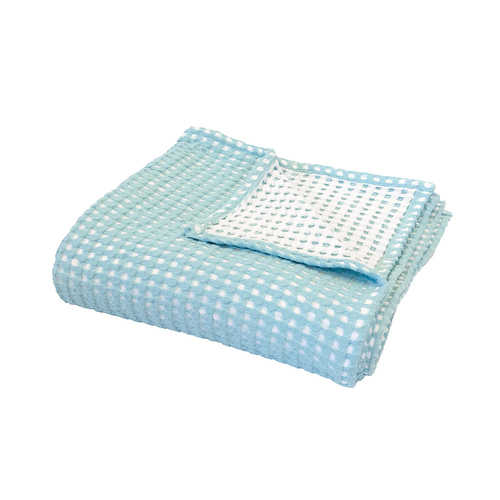 Bambury Cotton Waffle Fabric Dora Throw 130x180cm - Aqua