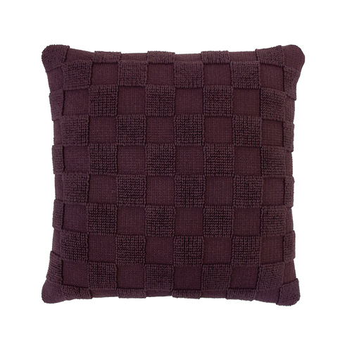 Bambury Harris 500GSM Cotton Square Checkerboard Cushion Plum
