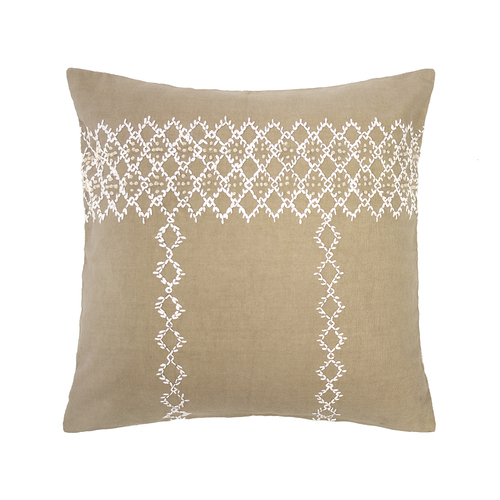 Bambury Decorative Marion Square Cushion Latte Cotton Woven